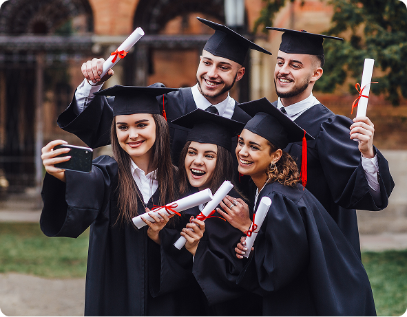Graduates taking a selfie